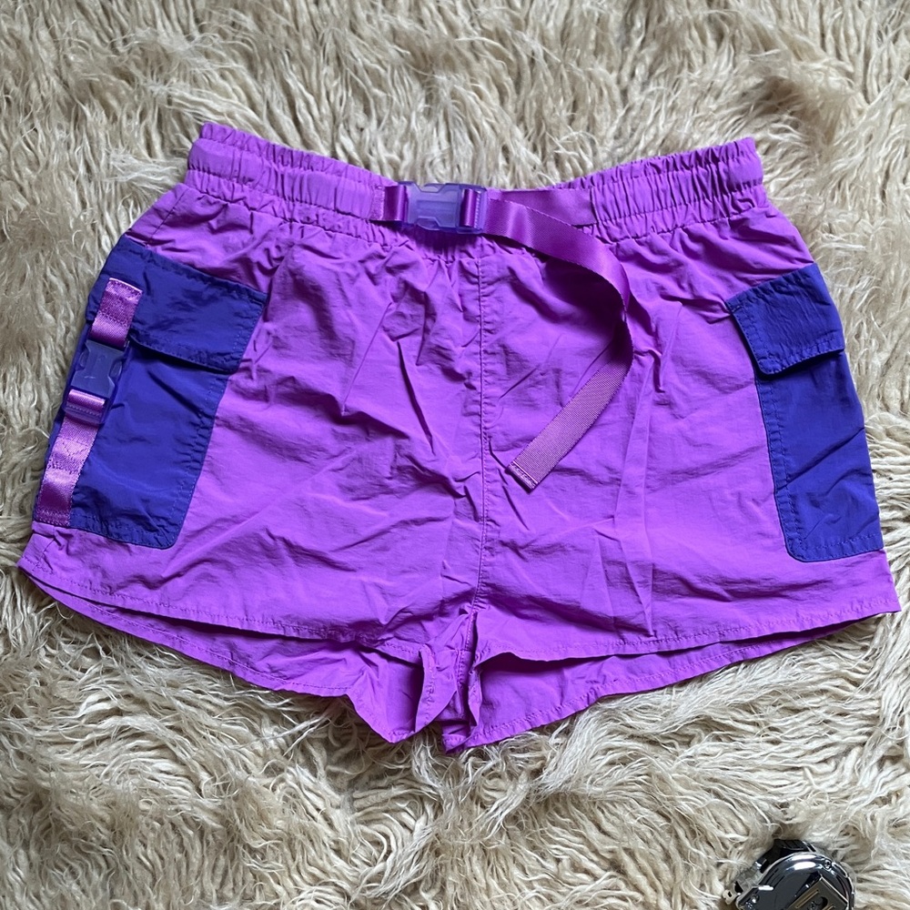 Women's Purple Cargo Shorts with Contrast Pockets